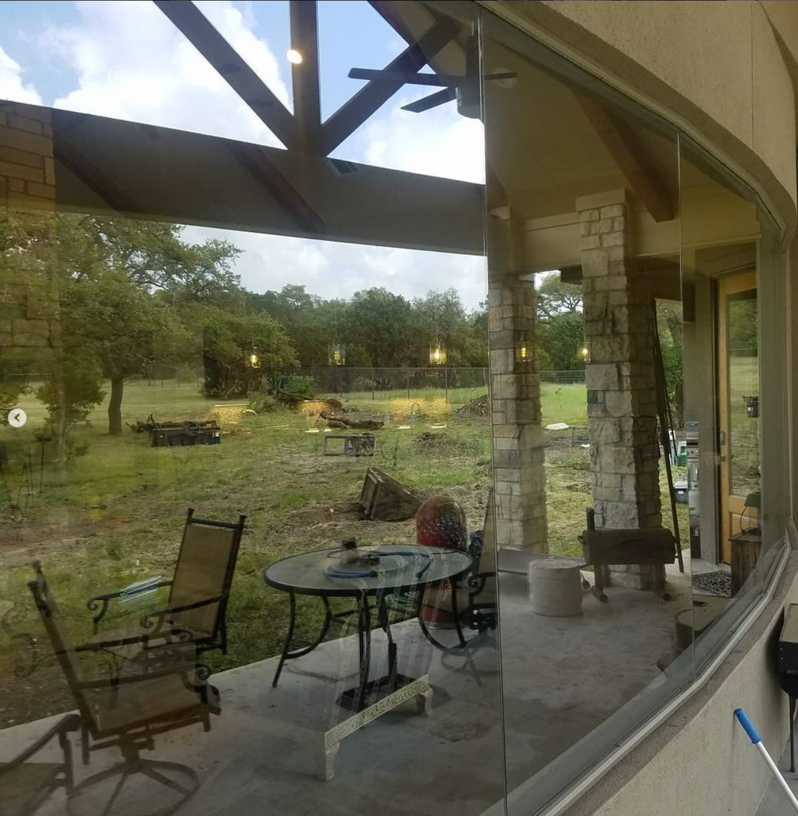 Same window clear after hard water spot removal — Fredericksburg TX window cleaning by No Spot Tech